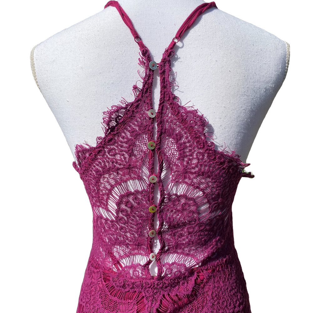 Free People Intimately She Got It Dahlia Purple Lace Slip Bodycon Dress Small - Picture 7 of 8